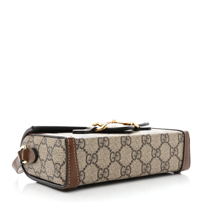 Gucci GG Supreme Monogram Mini Horsebit 1955 Shoulder Bag Beige Brown Sugar 3 of 7