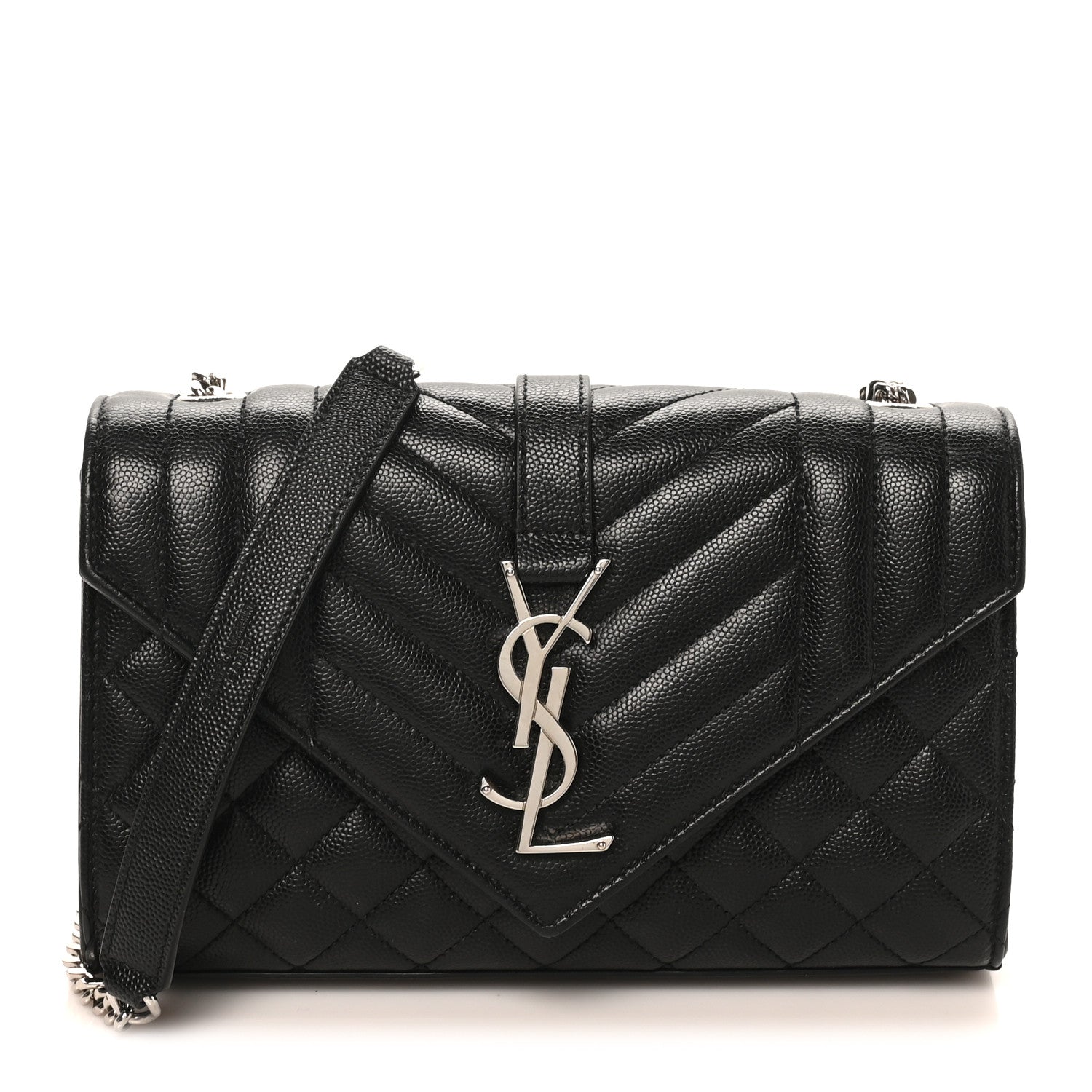 Saint Laurent Grain De Poudre Textured Mixed Matelasse Triquilt Small Monogram Satchel Black 1 of 9
