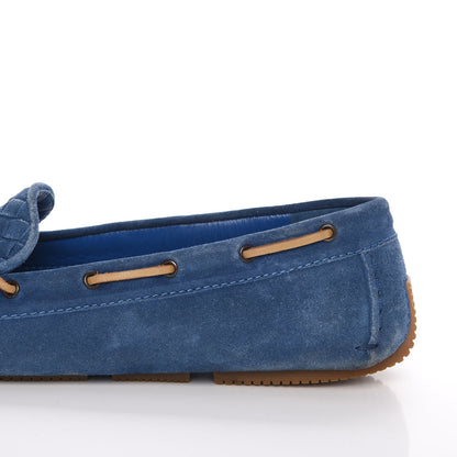 Bottega Veneta Suede Intrecciato Wave Driver Moccasin Loafers 38 Blue 12 of 15
