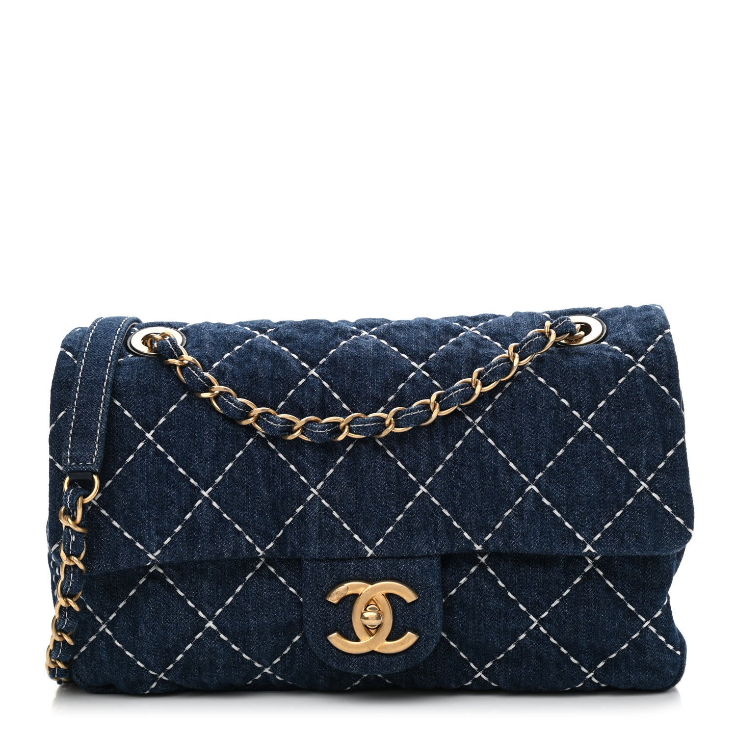Chanel Denim Quilted Medium Denim Trip Single Flap Blue 1 of 9
