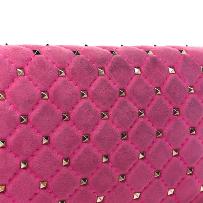 Valentino Garavani Suede Rockstud Spike Wallet on Chain Bright Fuxia 6 of 6