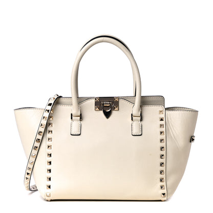 Valentino Garavani Vitello Small Rockstud Double Handle Tote Ivory 1 of 4