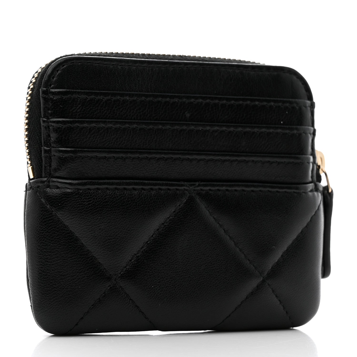 Chanel Lambskin Quilted Chanel 19 Zip Card Holder Wallet Black 3 of 8