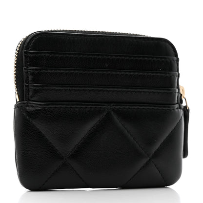 Chanel Lambskin Quilted Chanel 19 Zip Card Holder Wallet Black 3 of 8