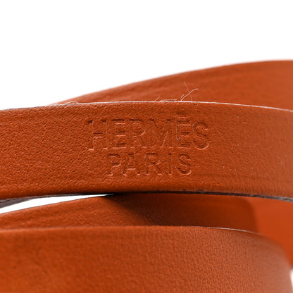 Hermes Chamonix Hapi 3MM Triple Tour Wrap Bracelet Orange 5 of 5