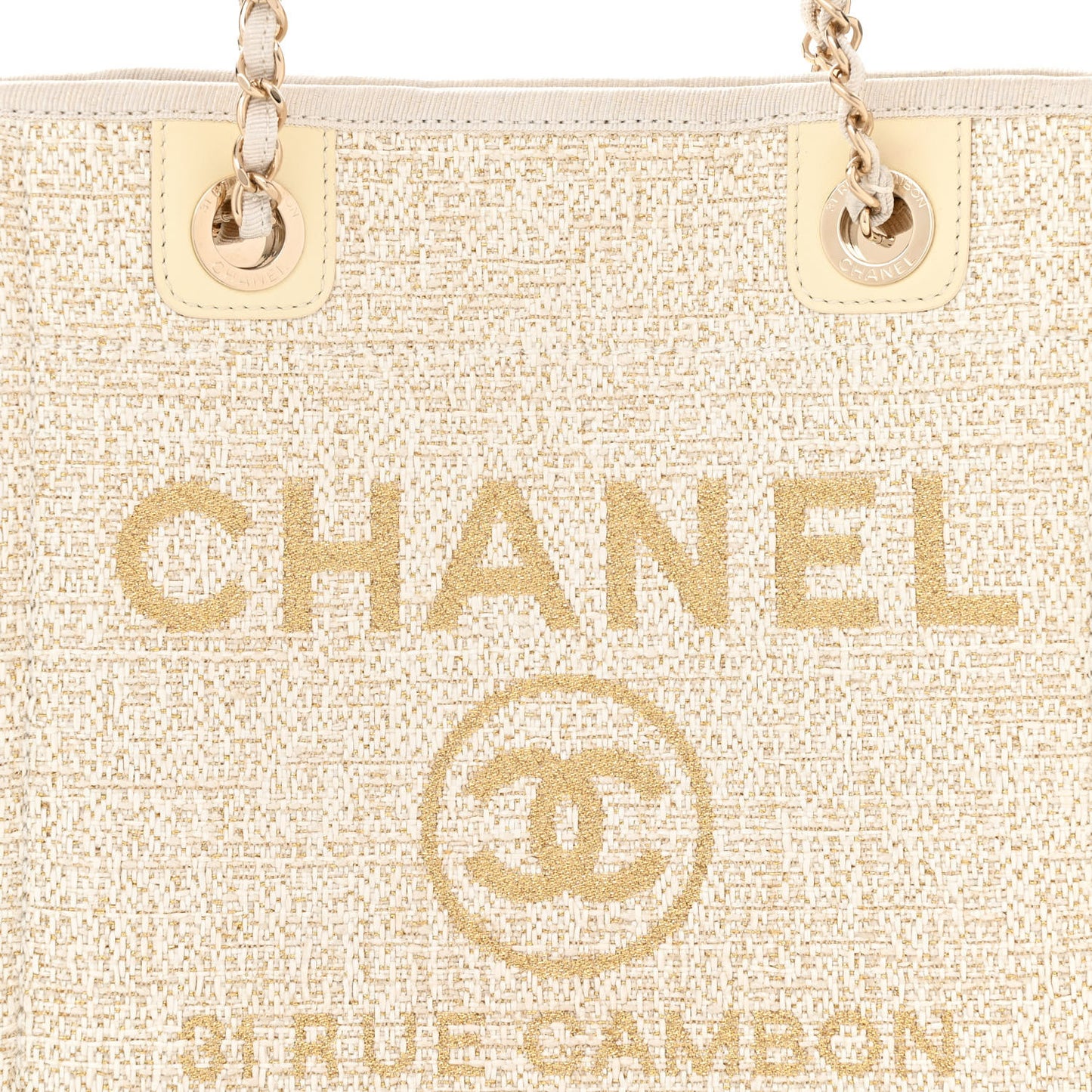 Lurex Boucle Mini Deauville Tote White