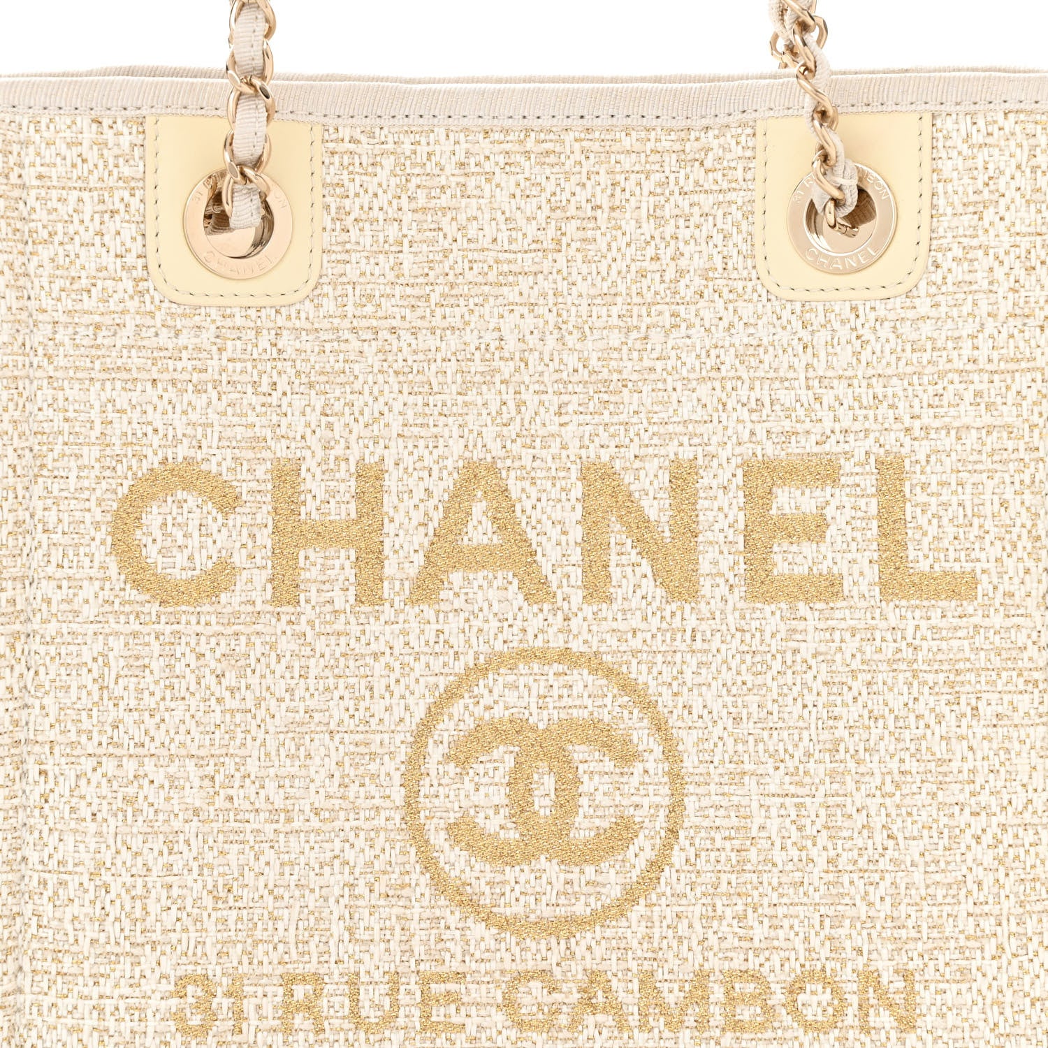Chanel Lurex Boucle Mini Deauville Tote White 8 of 11