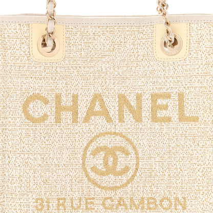 Chanel Lurex Boucle Mini Deauville Tote White 8 of 11
