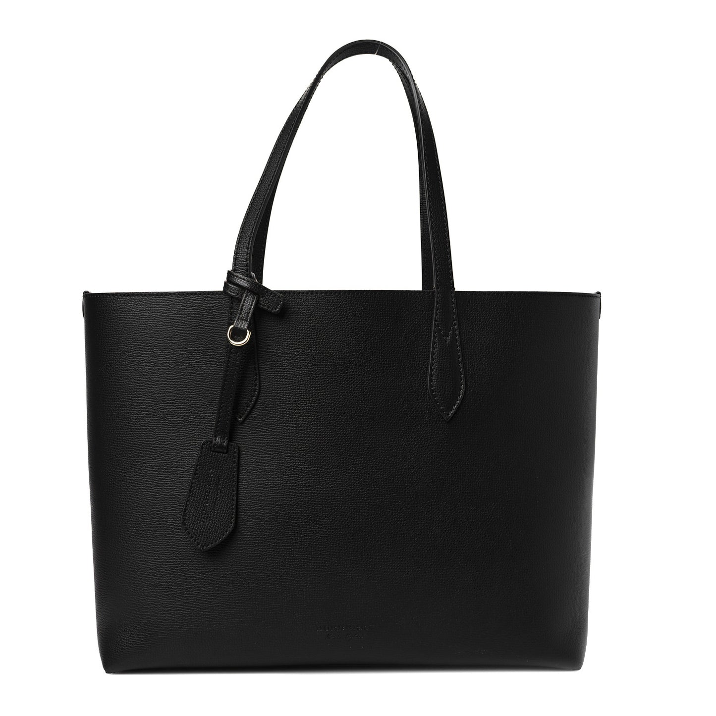 Grainy Calfskin Haymarket Check Medium Reversible Tote Black