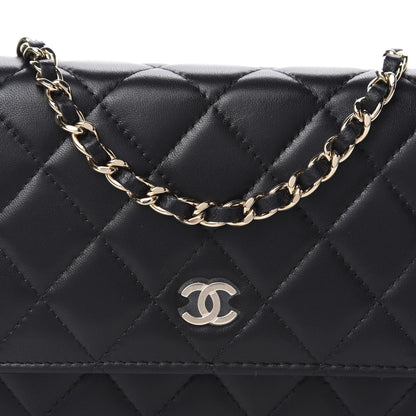 Chanel Lambskin Quilted Mini Wallet On Chain WOC Black 10 of 11