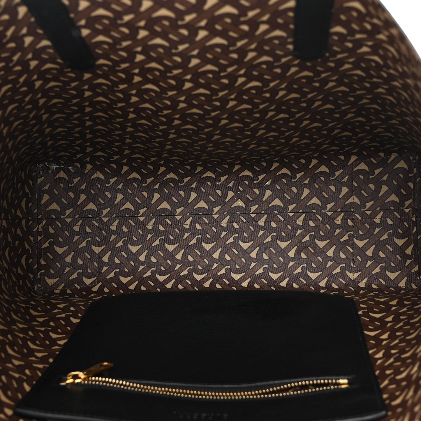 Calfskin TB Motif Embossed Tote Black