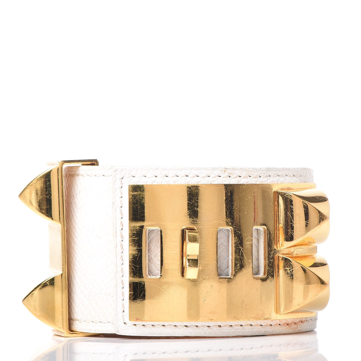 Hermes Epsom Collier de Chien CDC Bracelet M White 3 of 7
