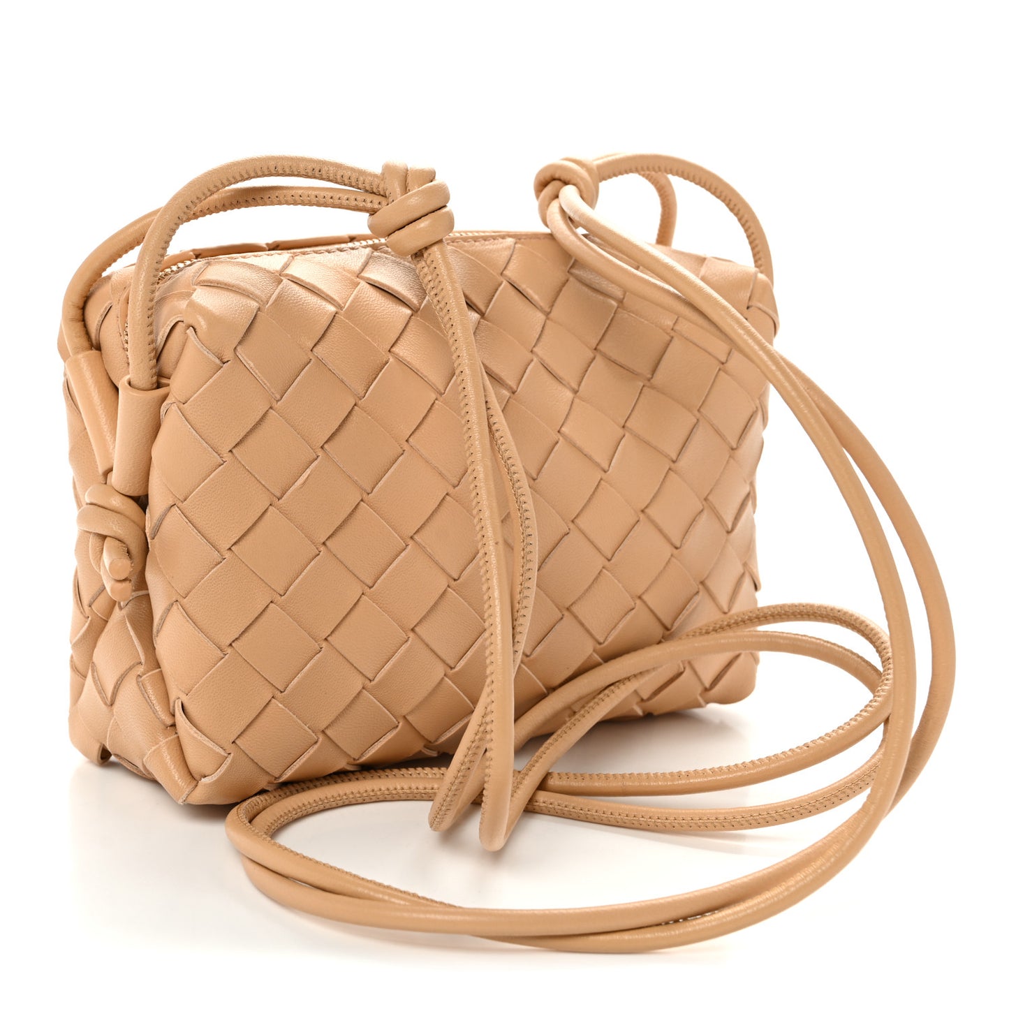 Nappa Intrecciato Mini Loop Camera Bag Almond