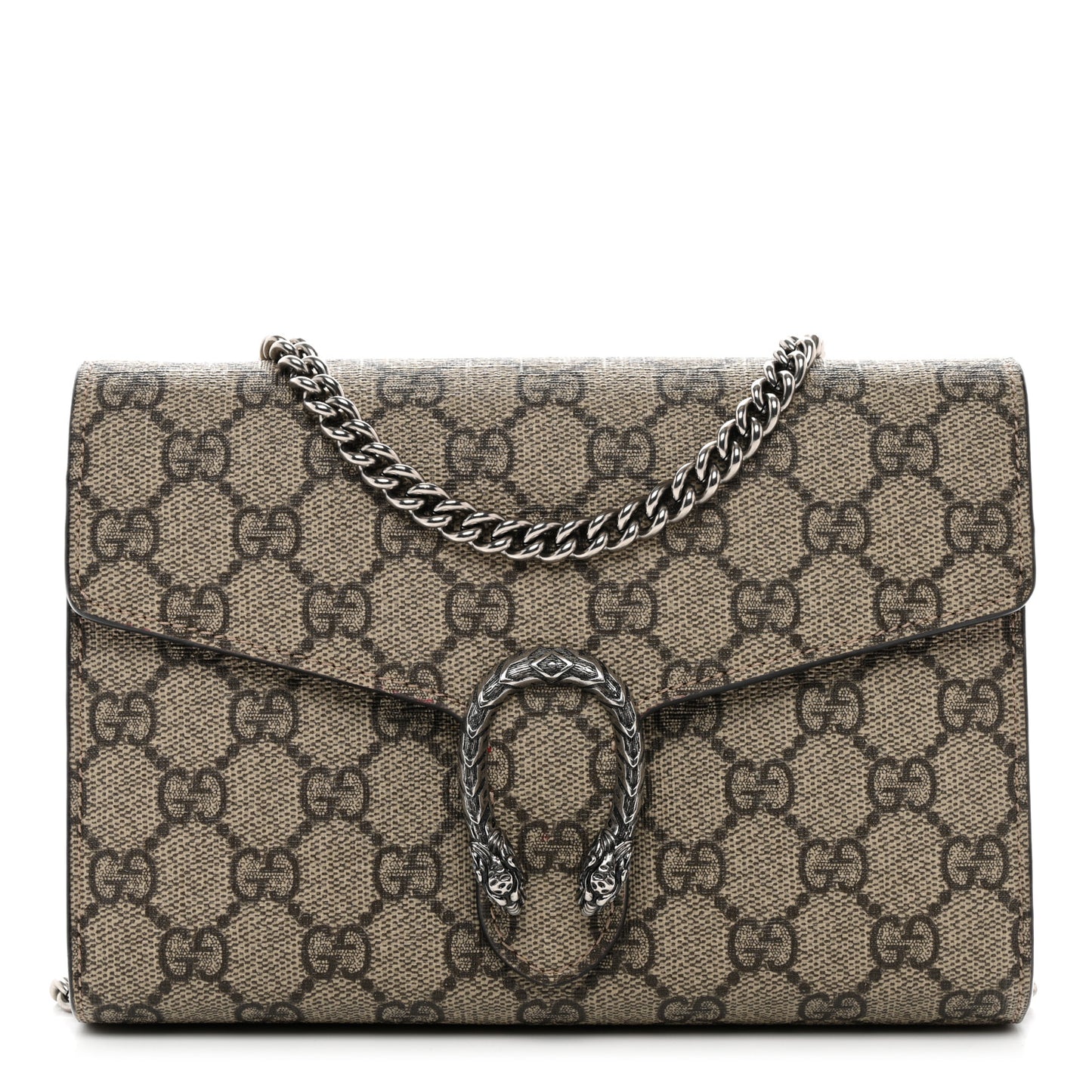 GG Supreme Monogram Mini Dionysus Chain Wallet Beige Vulcanic Red