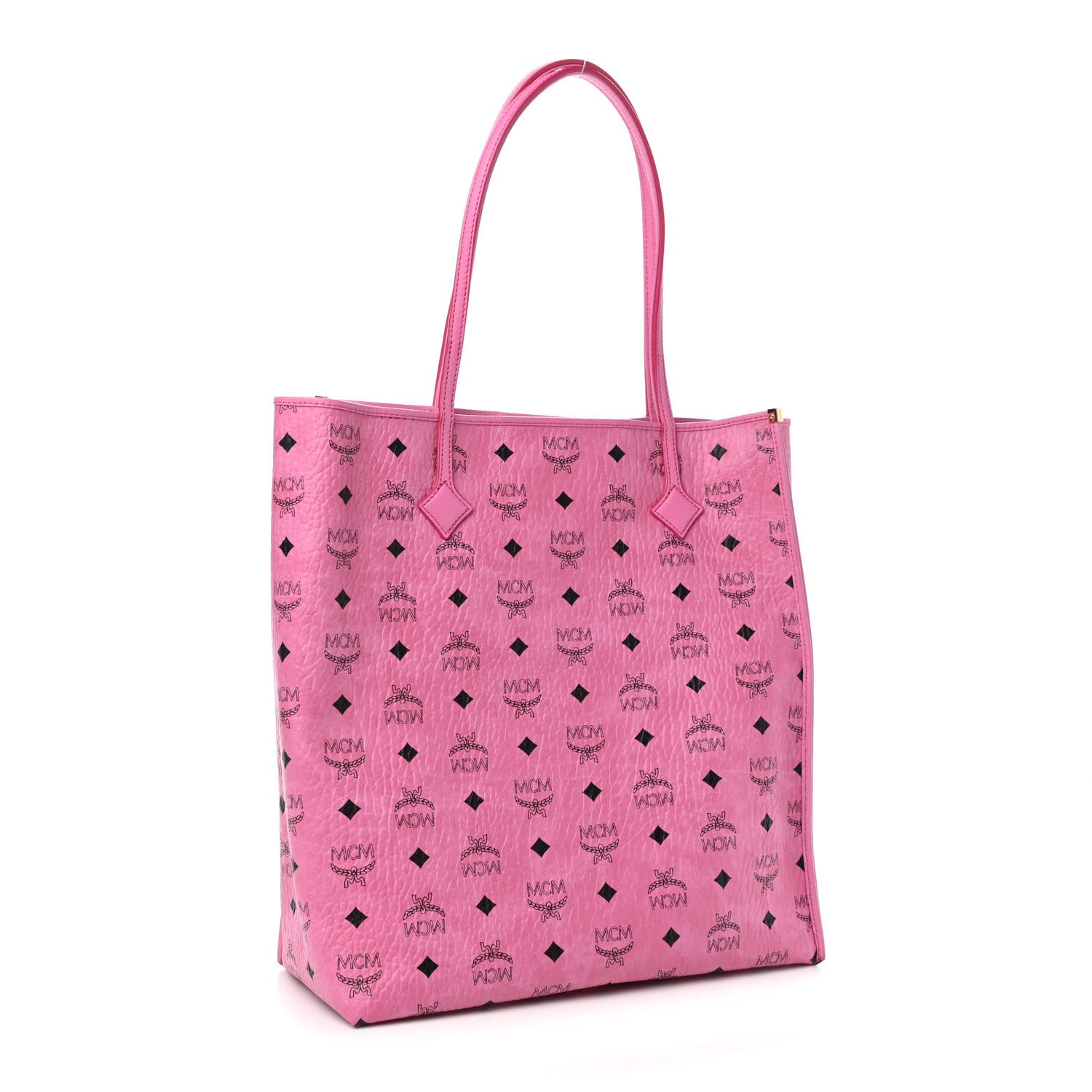 MCM Visetos Kira North South Shopper Tote Pink 3 of 8