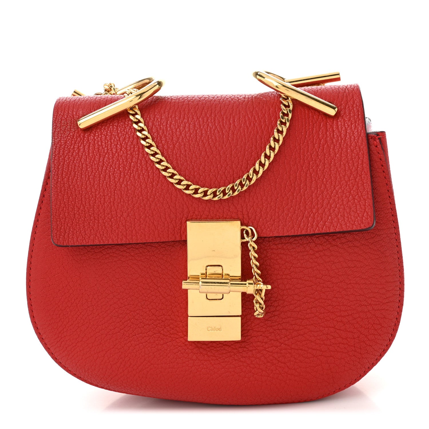 Chloe Grained Lambskin Mini Drew Shoulder Bag Plaid Red 1 of 9