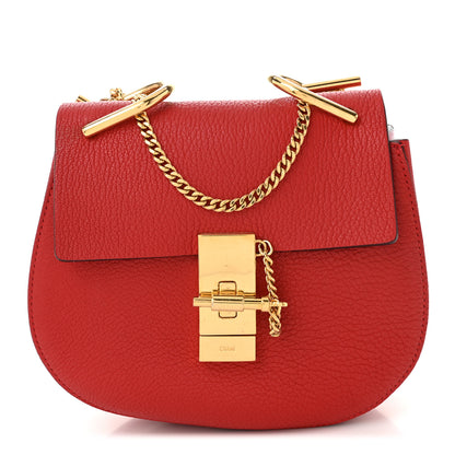 Chloe Grained Lambskin Mini Drew Shoulder Bag Plaid Red 1 of 9