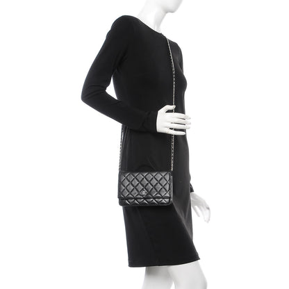 Chanel Lambskin Quilted Wallet On Chain WOC Black 2 of 9