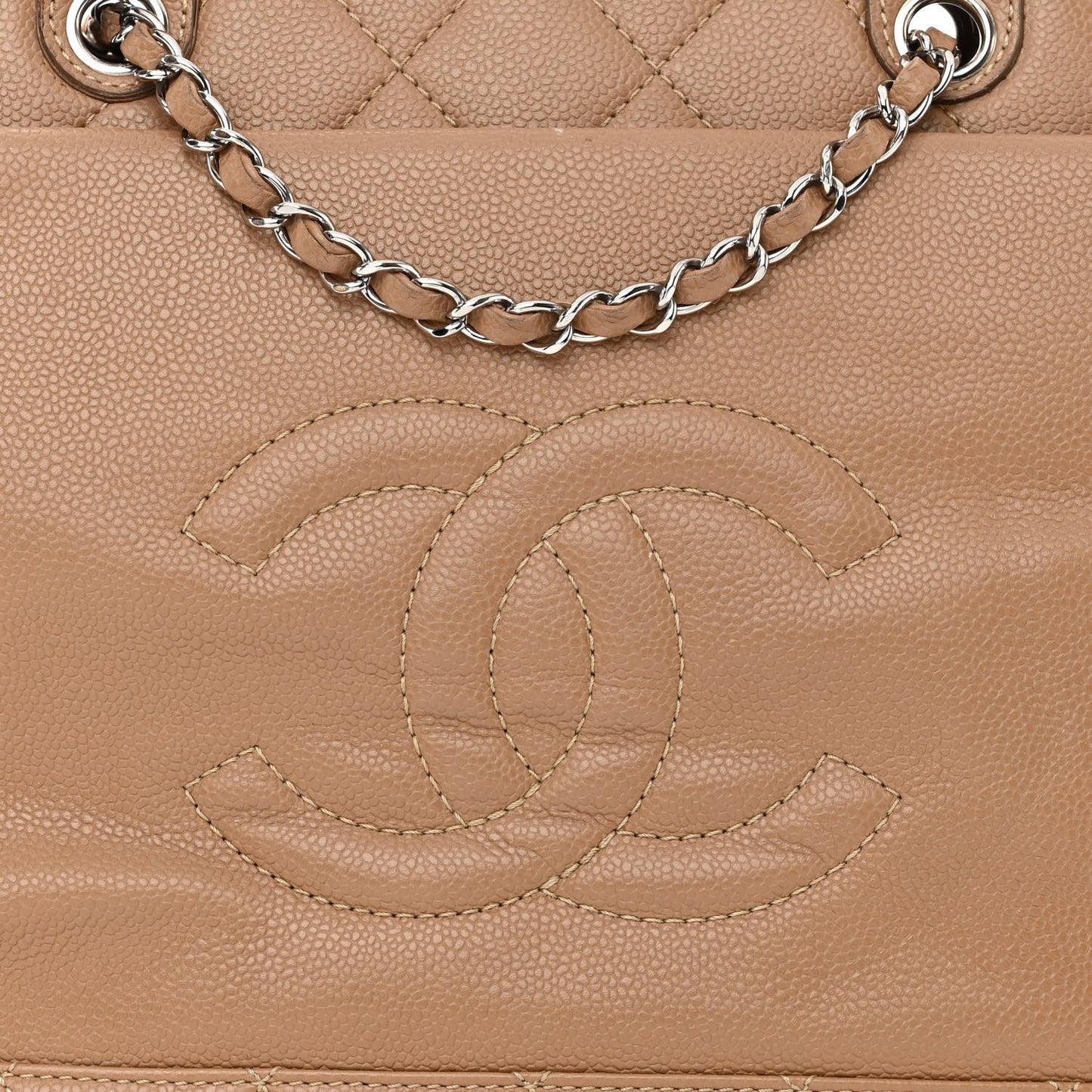 Caviar Medium Soft CC Top Handle Tote Dark Beige