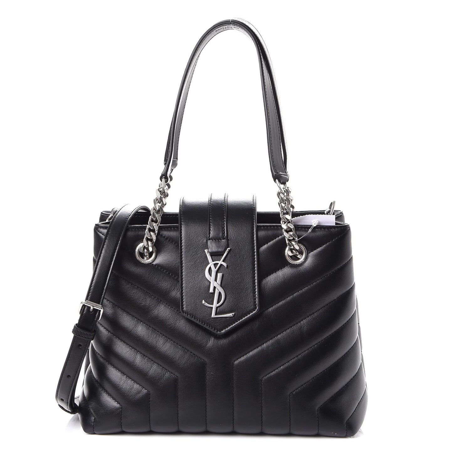 Calfskin Y Quilted Monogram Small Loulou Shopper Black
