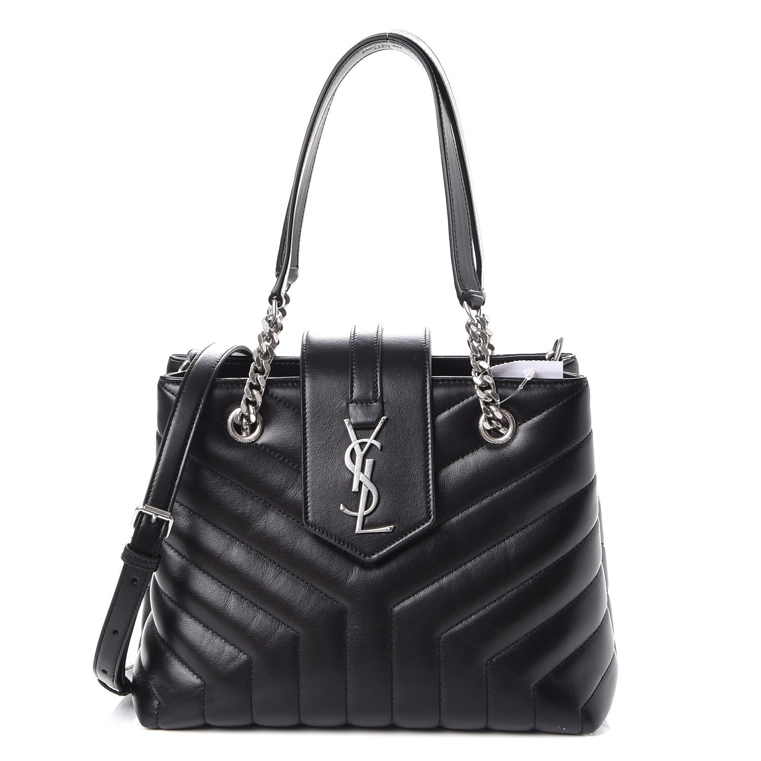 Saint Laurent Calfskin Y Quilted Monogram Small Loulou Shopper Black 1 of 7
