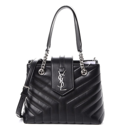 Saint Laurent Calfskin Y Quilted Monogram Small Loulou Shopper Black 1 of 7