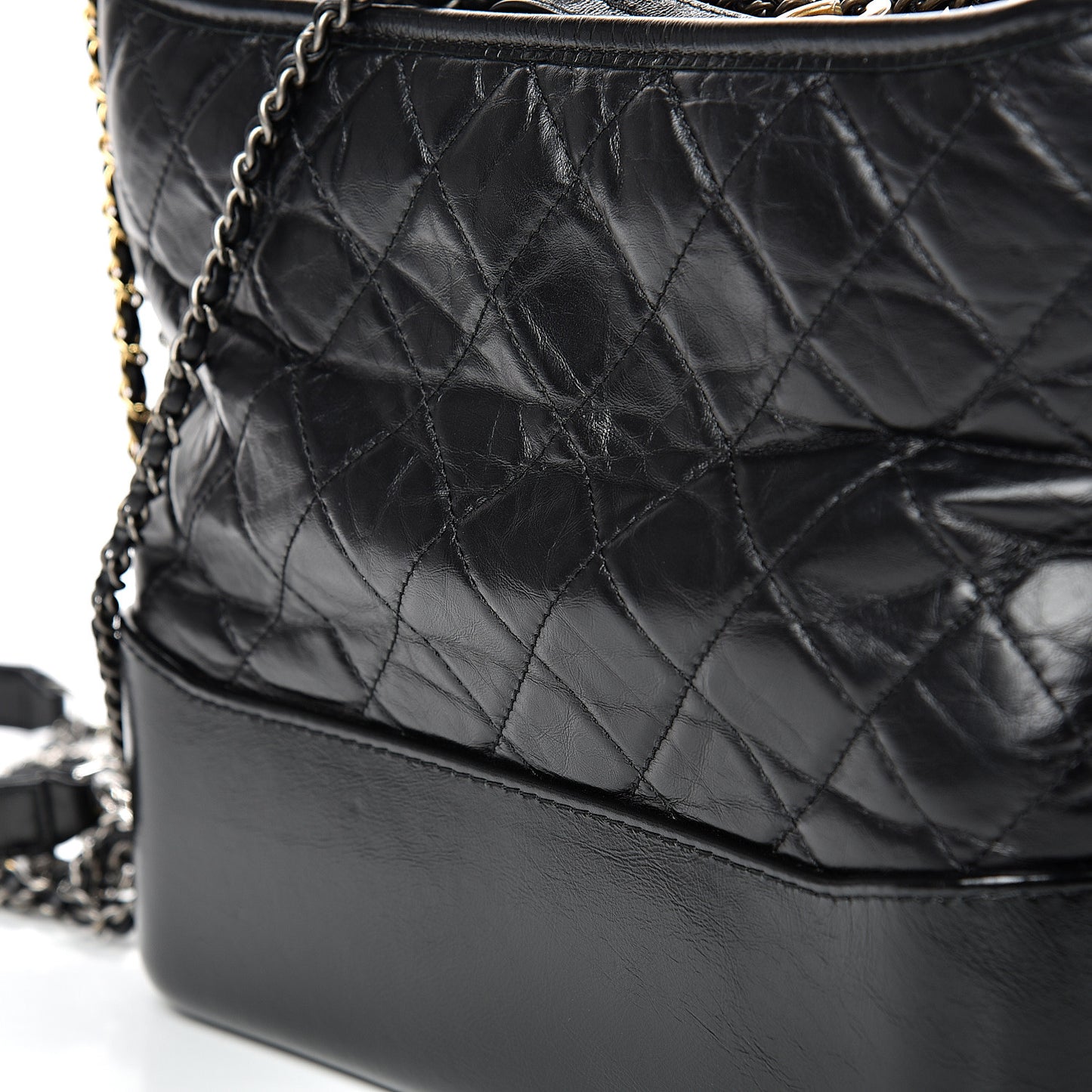 Aged Calfskin Quilted Medium Gabrielle Hobo Black