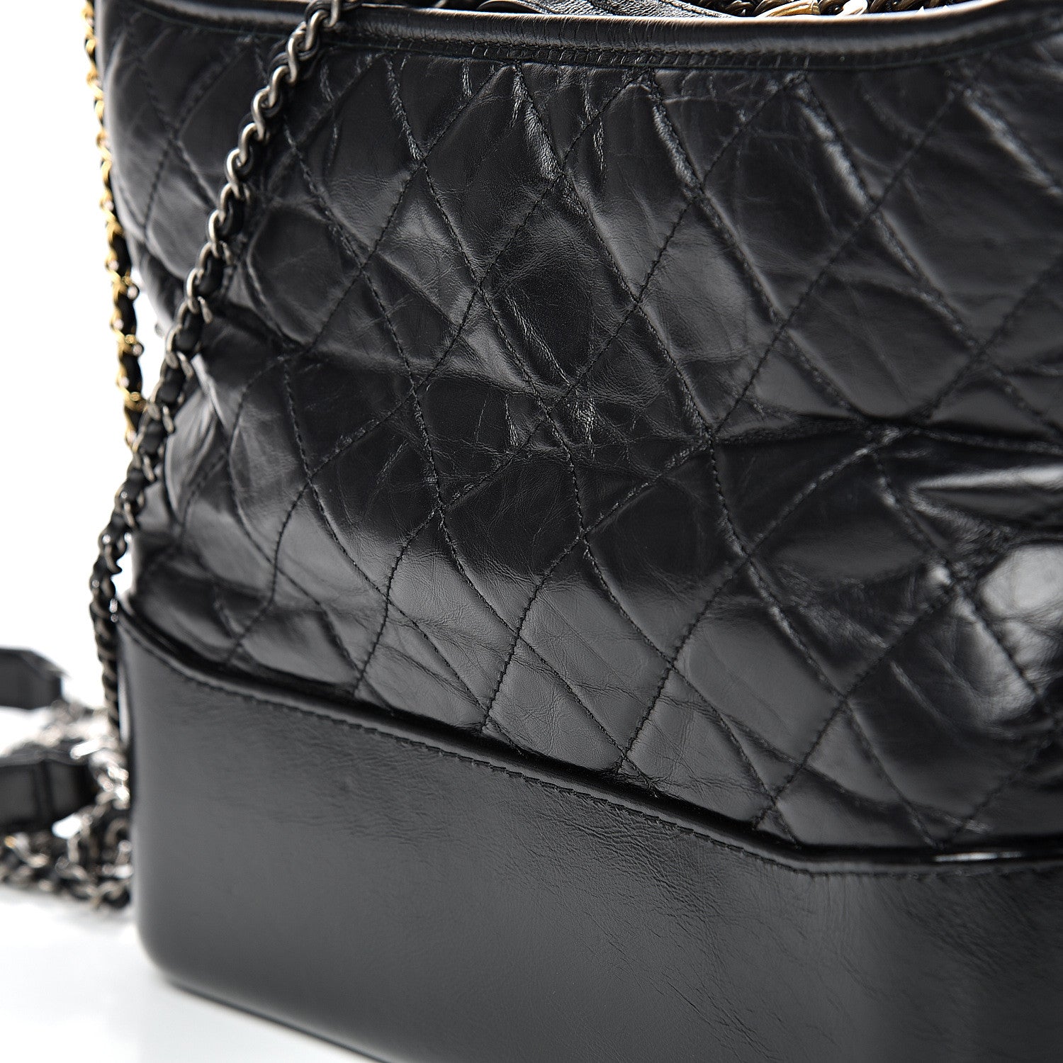 Chanel Aged Calfskin Quilted Medium Gabrielle Hobo Black 12 of 14