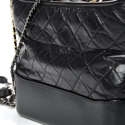 Chanel Aged Calfskin Quilted Medium Gabrielle Hobo Black 12 of 14