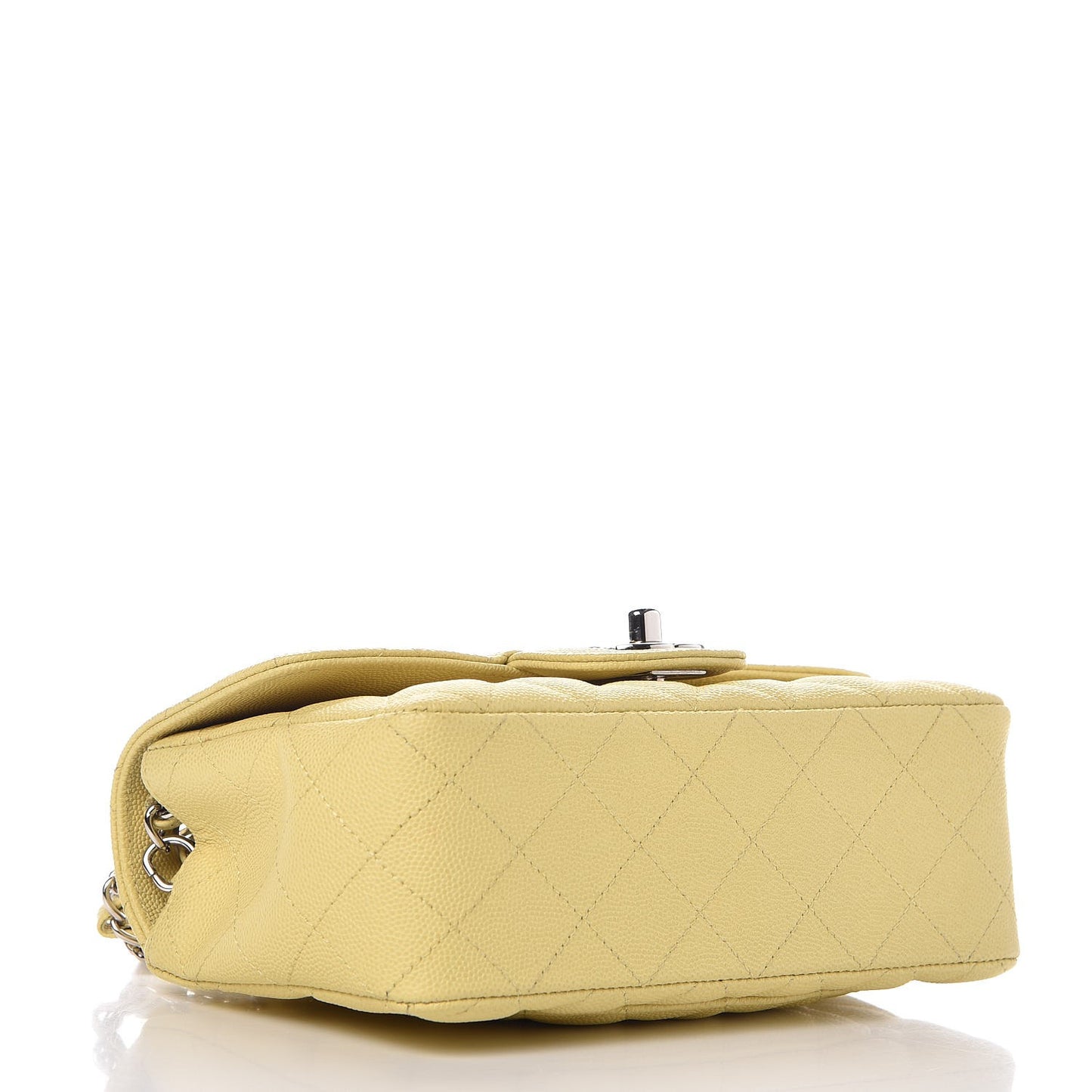 Caviar Quilted Mini Rectangular Flap Light Yellow