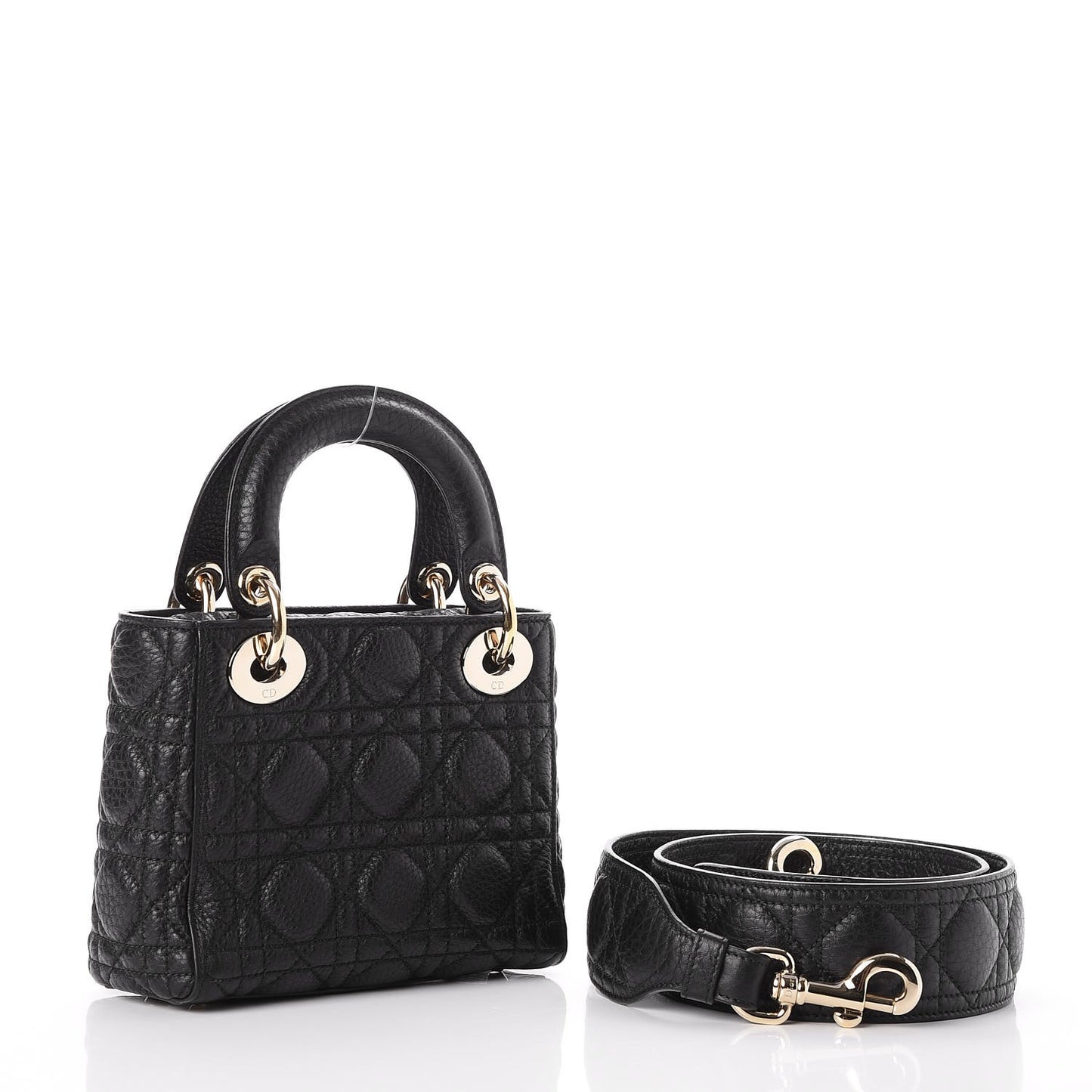 Calfskin Cannage Mini Lady Dior Black