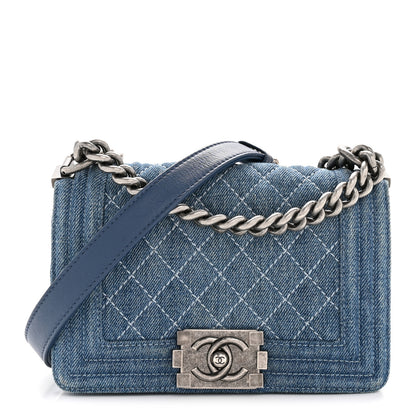 Chanel Denim Quilted Small Boy Flap Blue 1 of 11