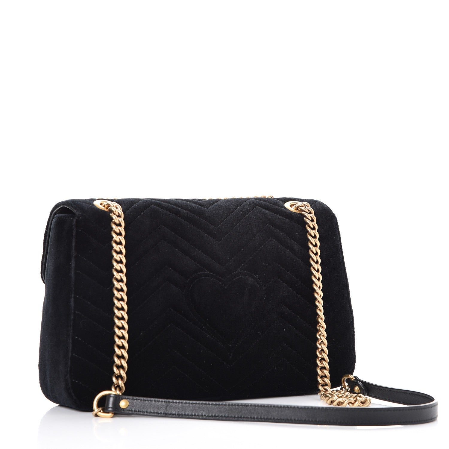 Gucci Velvet Matelasse Loved Embroidered Medium GG Marmont Shoulder Bag Black 3 of 9