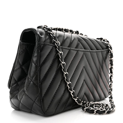 Chanel Lambskin Surpique Chevron Medium Single Flap Black 3 of 10