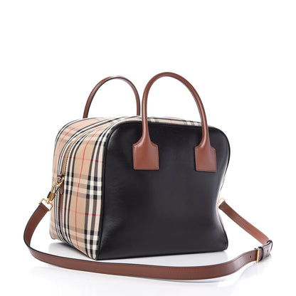 Burberry Smooth Calfskin House Check Medium Cube Bowling Bag Archive Beige 3 of 10