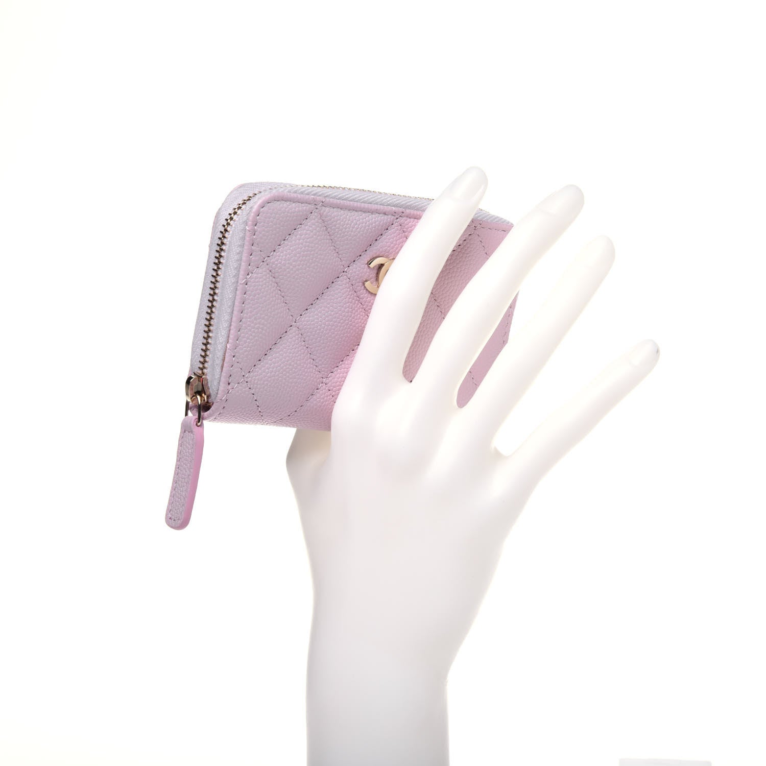 Chanel Caviar Quilted Zip Coin Purse Light Pink 2 of 10