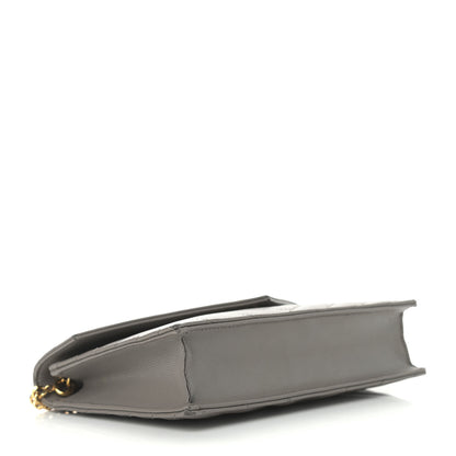 Saint Laurent Grain De Poudre Matelasse Chevron Monogram Envelope Chain Wallet Coal 4 of 15