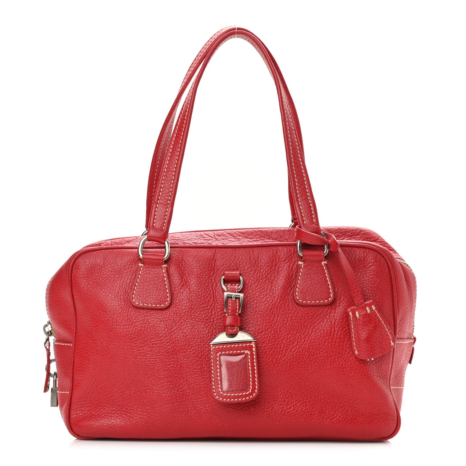 Prada Vitello Daino Tag Satchel Rosso 1 of 11