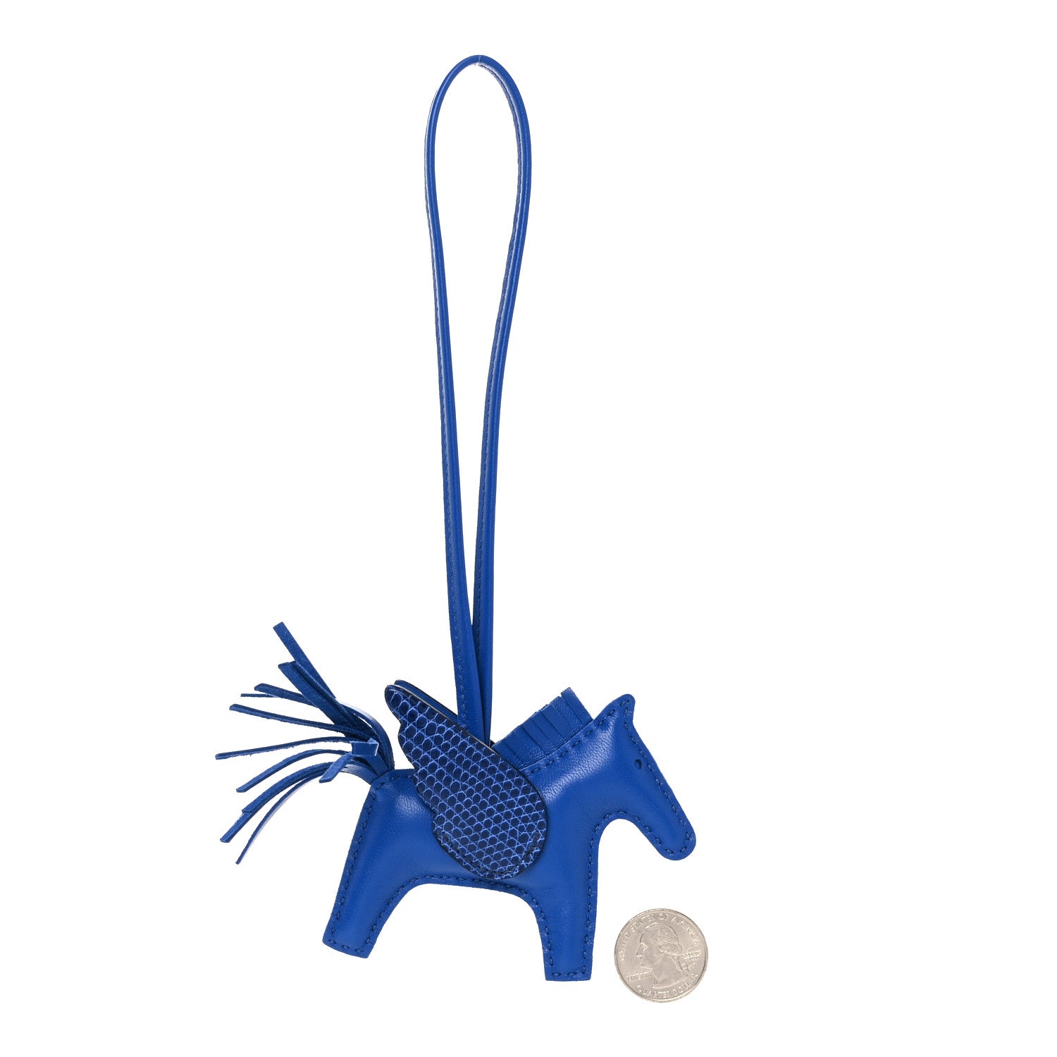 Hermes Milo Lambskin Lizard Touch Grigri Rodeo Pegase Horse Bag Charm PM Bleu France 2 of 5