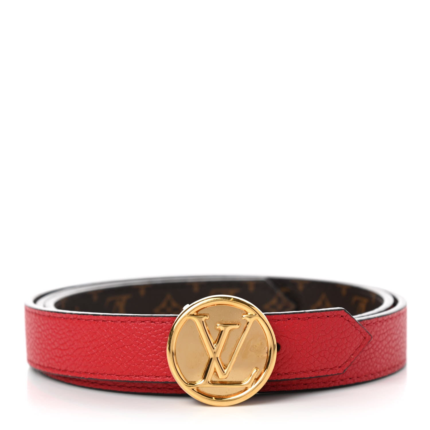 Louis Vuitton Calfskin Monogram 25mm LV Circle Reversible Belt 80 32 Red 2 of 9