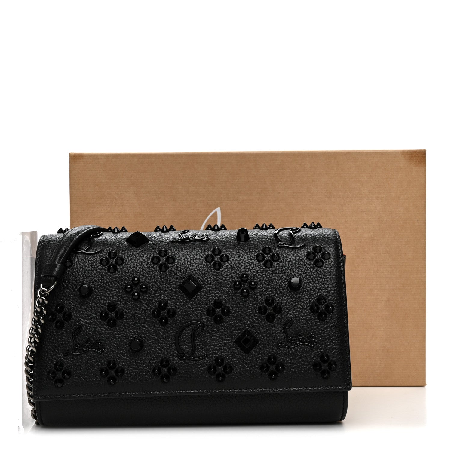 Christian Louboutin Calfskin Spikes Loubinthesky Paloma Clutch Black 11 of 11