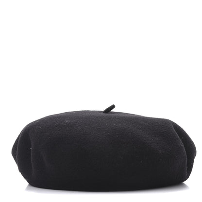 Hermes Merino Wool Clou De Sel Bonnie Beret 58 Black 1 of 9