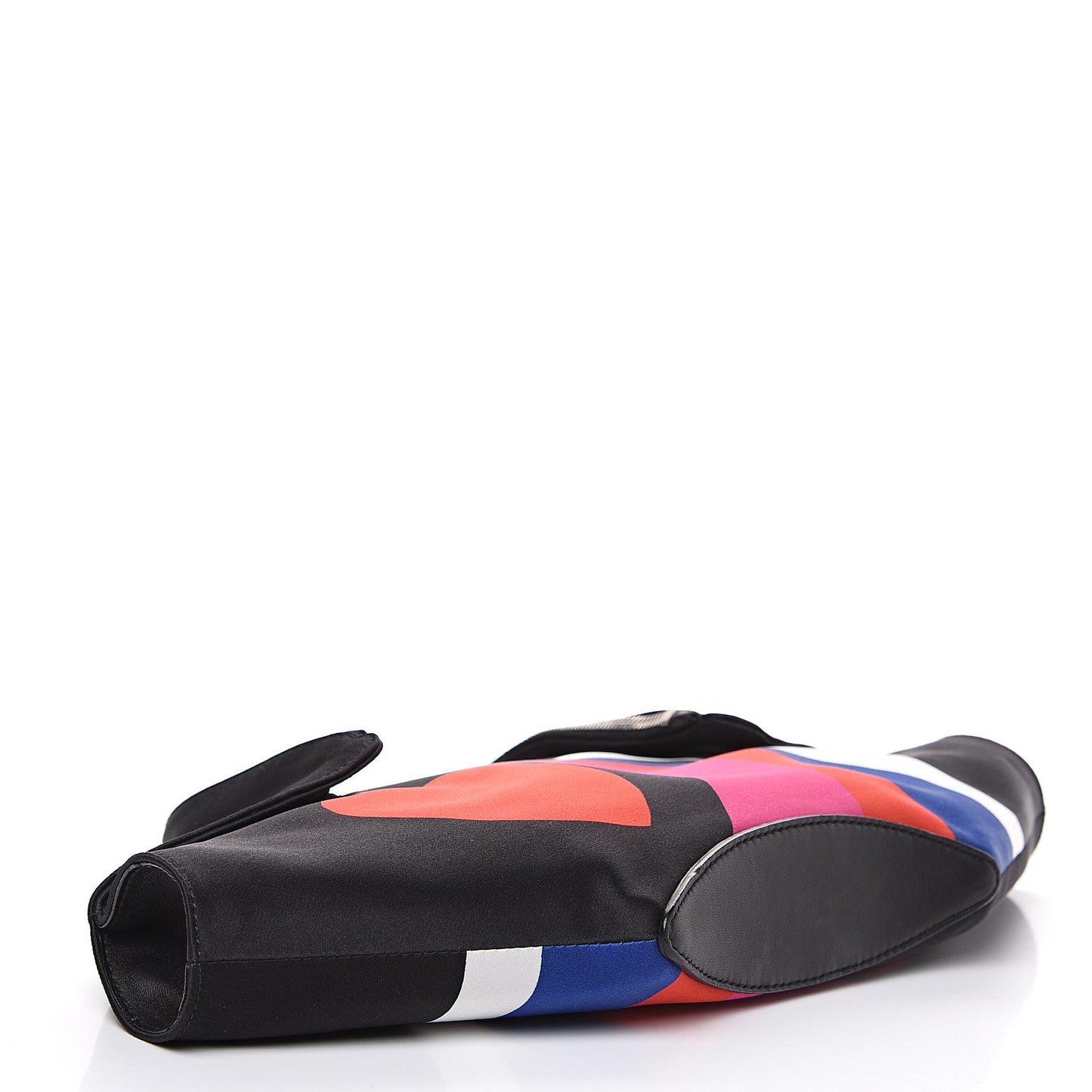 Silk Print De Manta Heart Print Clutch Black Red Pink