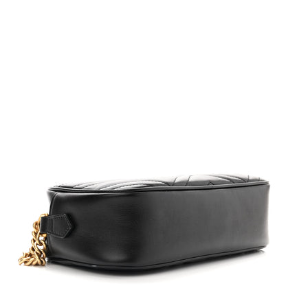 Gucci Calfskin Matelasse Small GG Marmont Chain Shoulder Bag Black 3 of 9