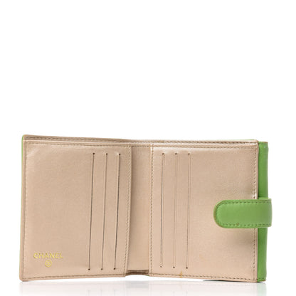 Chanel Lambskin Embossed Camellia French Wallet Light Green 5 of 8