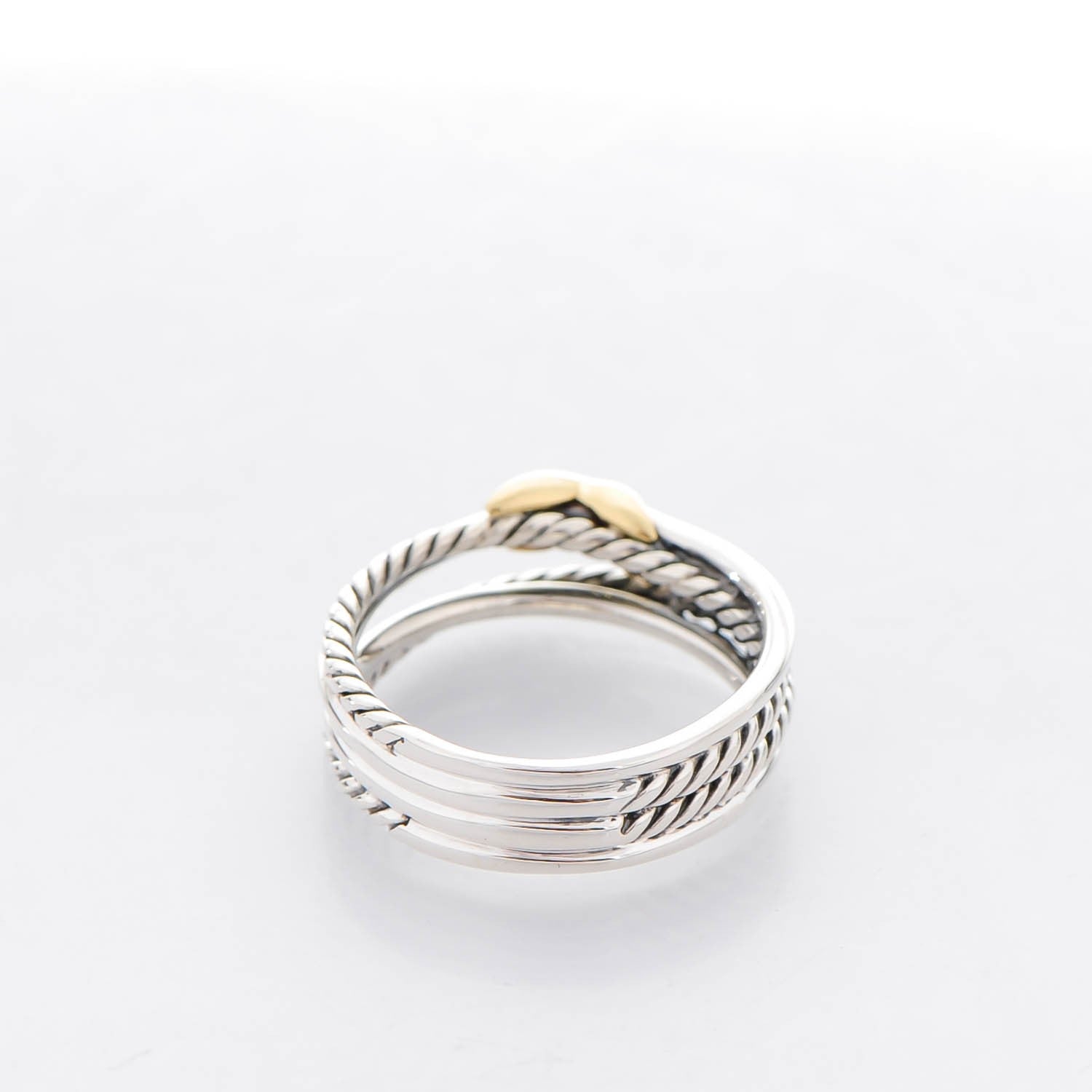 David Yurman Sterling Silver 18K Yellow Gold 6mm X Crossover Ring 54 7 3 of 5