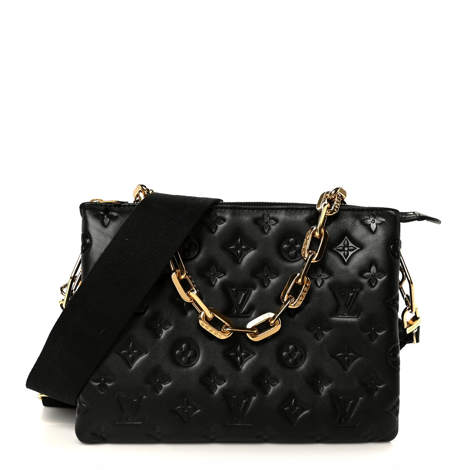 Louis Vuitton Lambskin Embossed Monogram Coussin PM Black 1 of 12