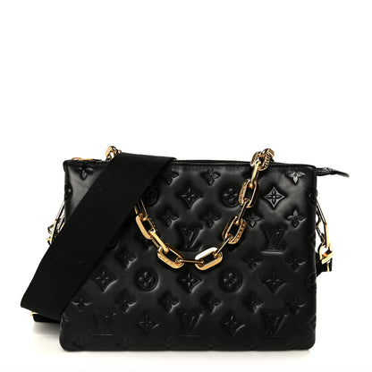 Louis Vuitton Lambskin Embossed Monogram Coussin PM Black 1 of 12