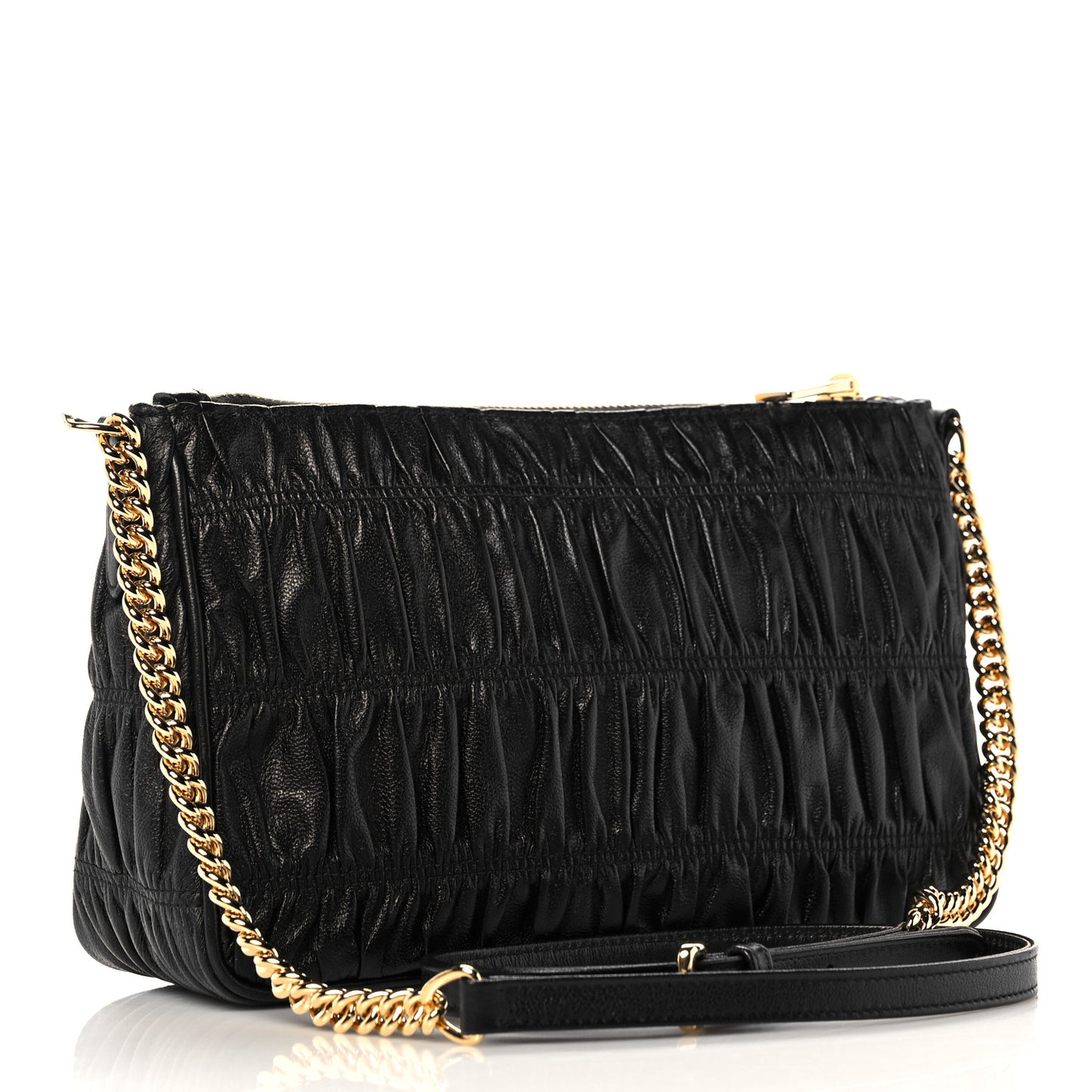 Nappa Gaufre Shoulder Bag Black