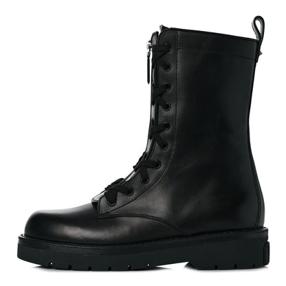 Valentino Garavani Calfskin XCombat 20/40mm Boots 39.5 Black 1 of 7